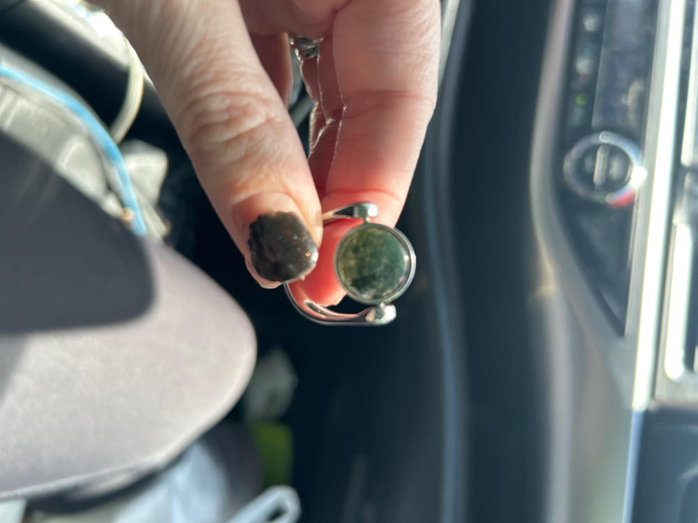 Moss Agate Crystal Fidget Ring - Customer Photo From Erin F.