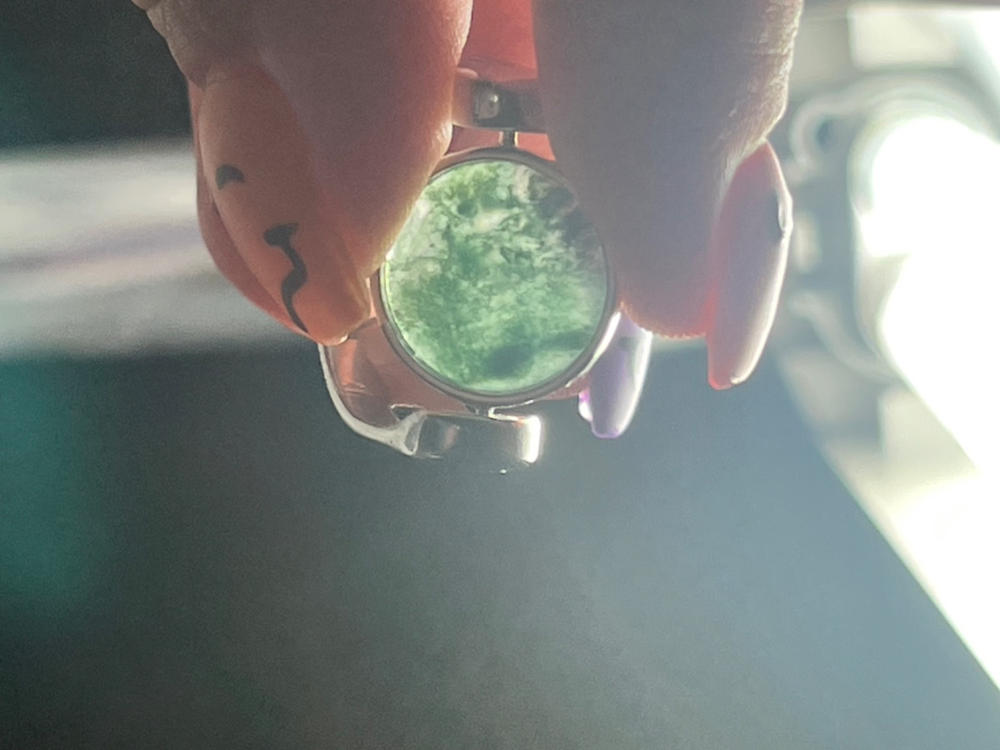 Moss Agate Crystal Fidget Ring - Customer Photo From Megan W.