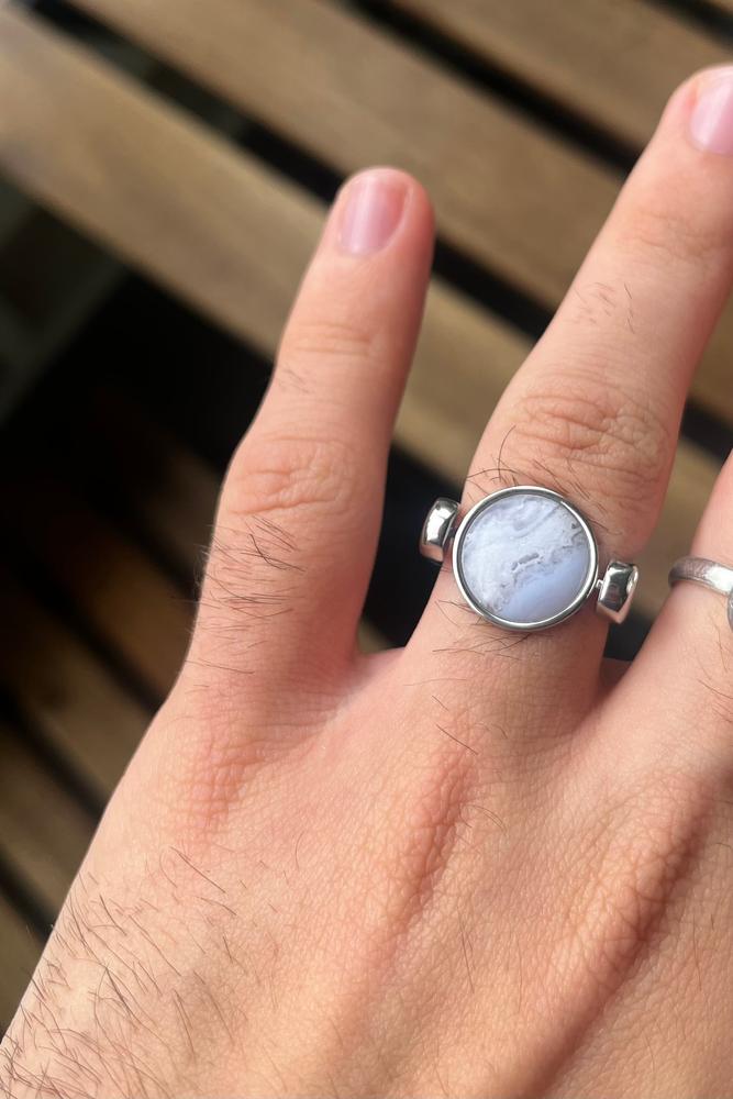 Blue Lace Agate Crystal Fidget Ring - Customer Photo From Gabriel D.