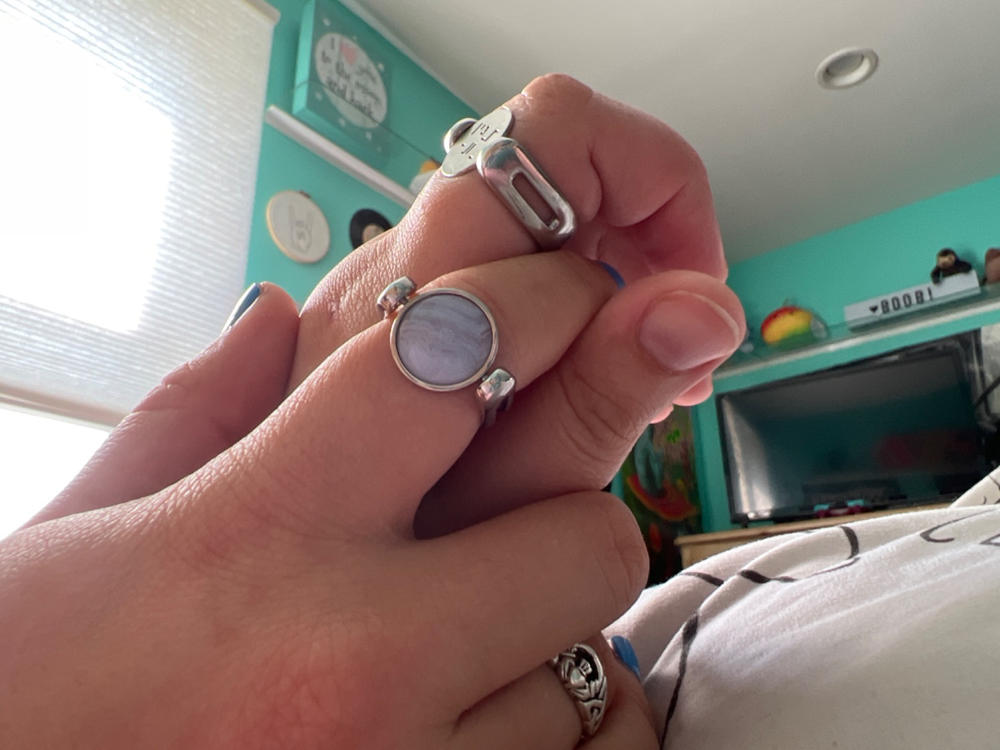 Blue Lace Agate Crystal Fidget Ring - Customer Photo From Emma C.