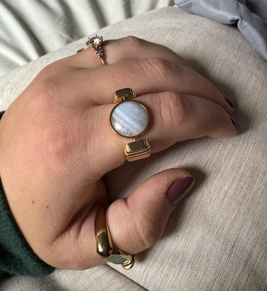 Blue Lace Agate Crystal Fidget Ring - Customer Photo From Anna