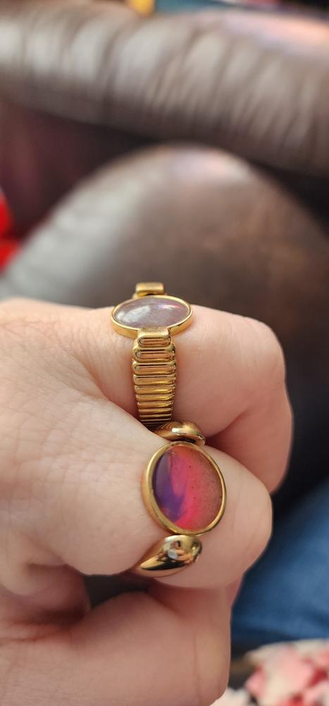Gold ViaDeco Crystal Fidget Ring - Customer Photo From Krista B.