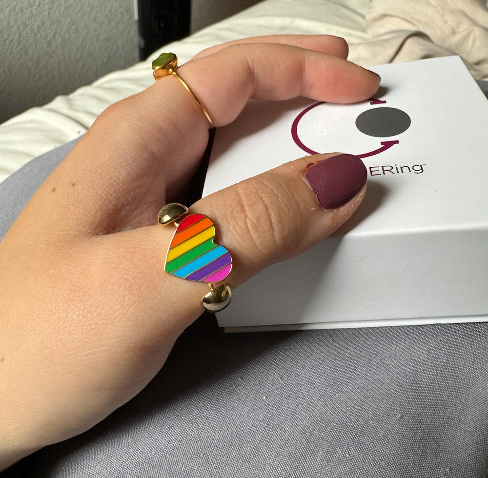 Heart-Shaped Rainbow Chroma Stripe Spinner - Customer Photo From Anna