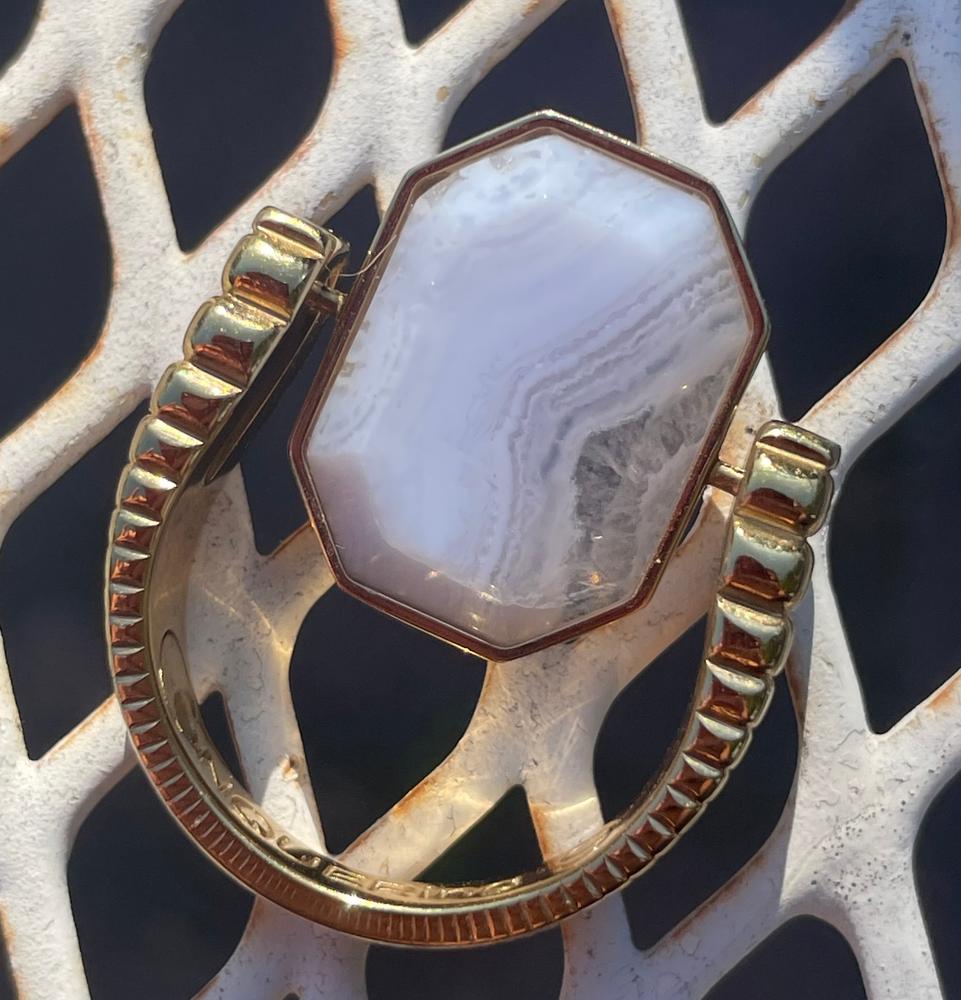 Blue Lace Agate Octangle™ Crystal Element - Customer Photo From Diane