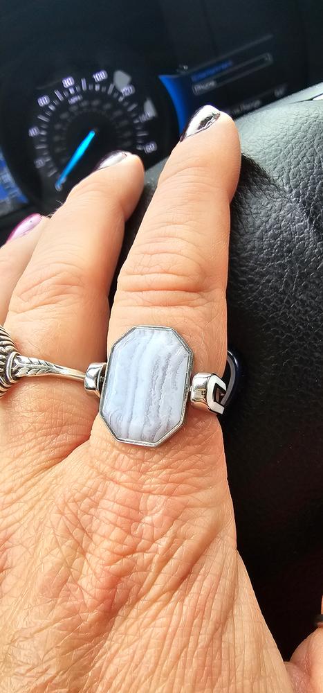 Blue Lace Agate Octangle™ Crystal Element - Customer Photo From Sarah G
