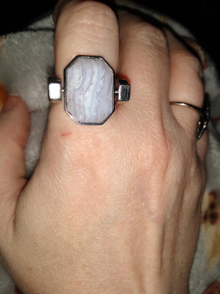 Blue Lace Agate Octangle Crystal Spinner - Customer Photo From Brandy 