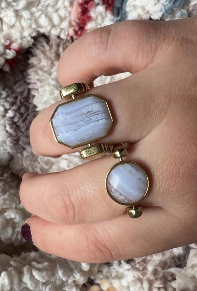 Blue Lace Agate Octangle Crystal Spinner - Customer Photo From Anna