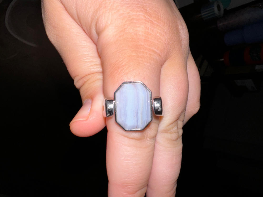 Blue Lace Agate Octangle Crystal Spinner - Customer Photo From Samantha B.