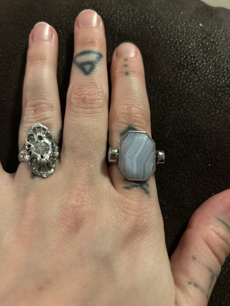 Blue Lace Agate Octangle Crystal Spinner - Customer Photo From Stormie