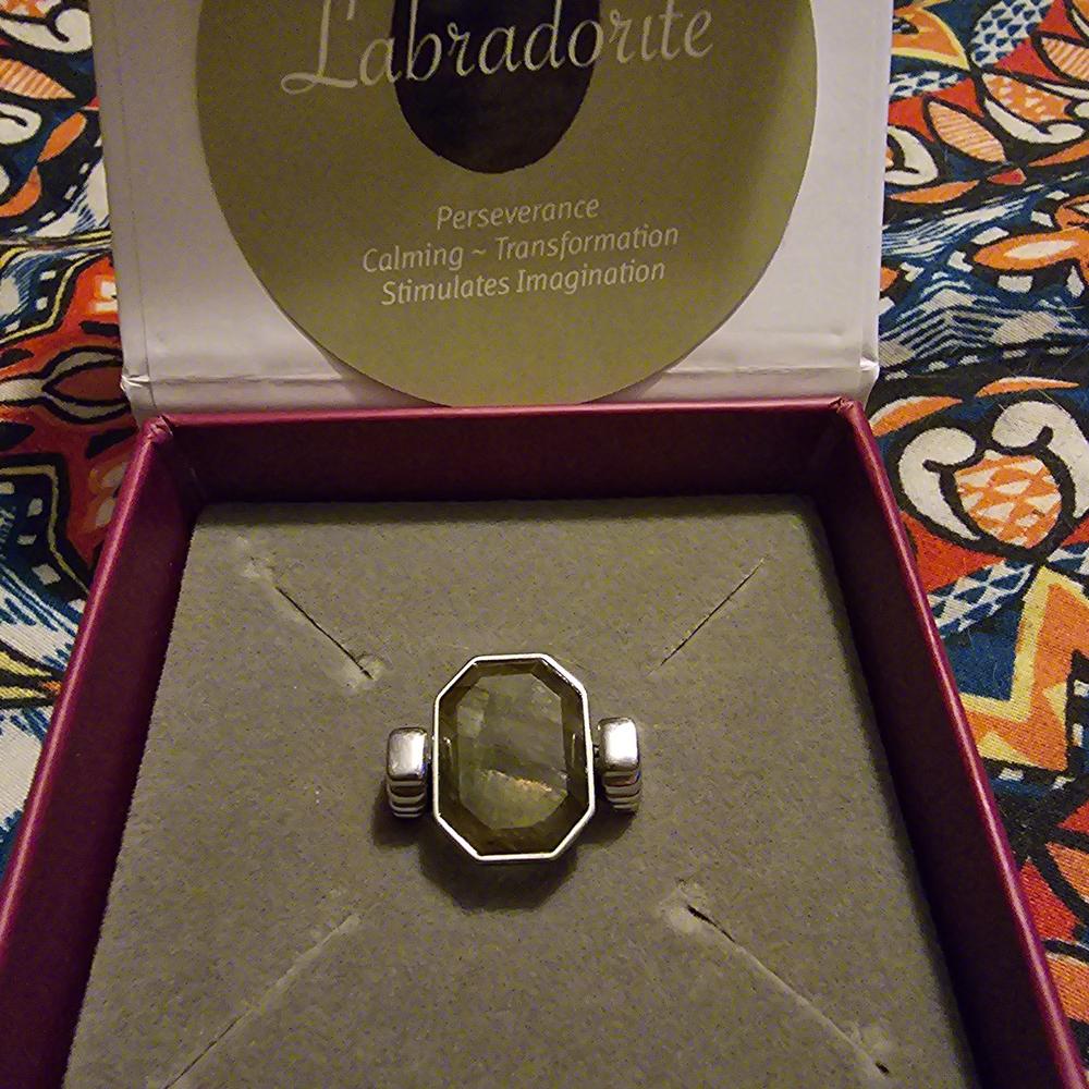 Luxe Labradorite Octangle Crystal Element (premium grade – includes labradorescence/flash) - Customer Photo From Libby P.