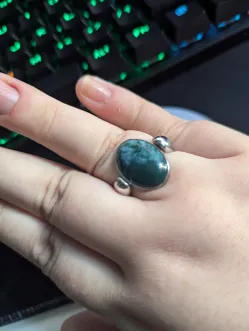 Moss Agate Oval Crystal Element - Customer Photo From Renee P.