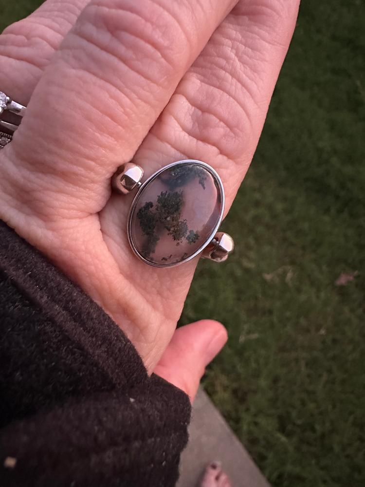 Moss Agate Oval Crystal Element - Customer Photo From Missy
