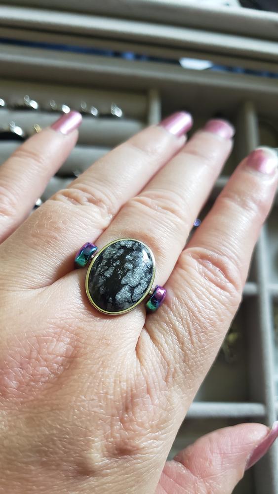 Black Picasso Oval Crystal Element - Customer Photo From Annie E.