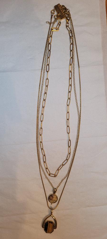 3-part Necklace Base Stack (Necklet™ + Paperclip + AuraDel Drop + Wishbone) - Customer Photo From Karen walp