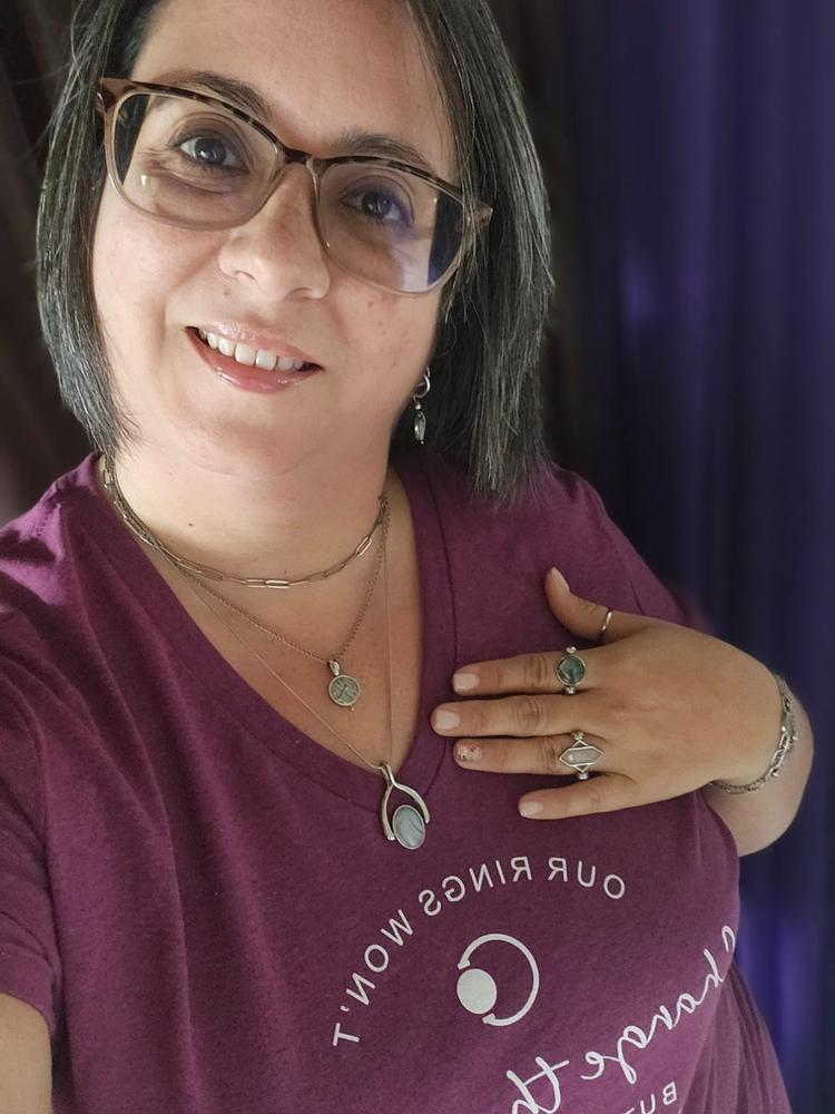Ladies v-neck - raspberry fleck or heathered navy - Customer Photo From Sacha M Soto Marrero