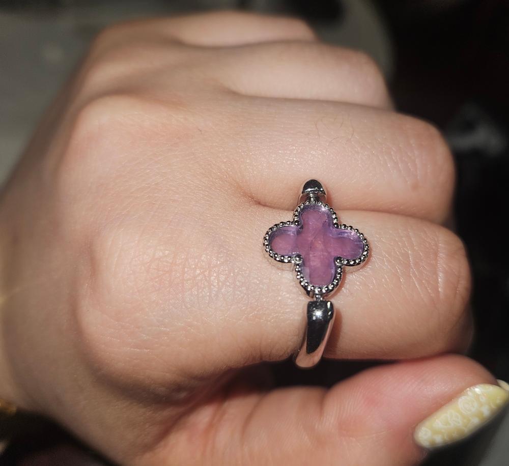 Amethyst Quatrefoil Crystal Element - Customer Photo From Maria H.