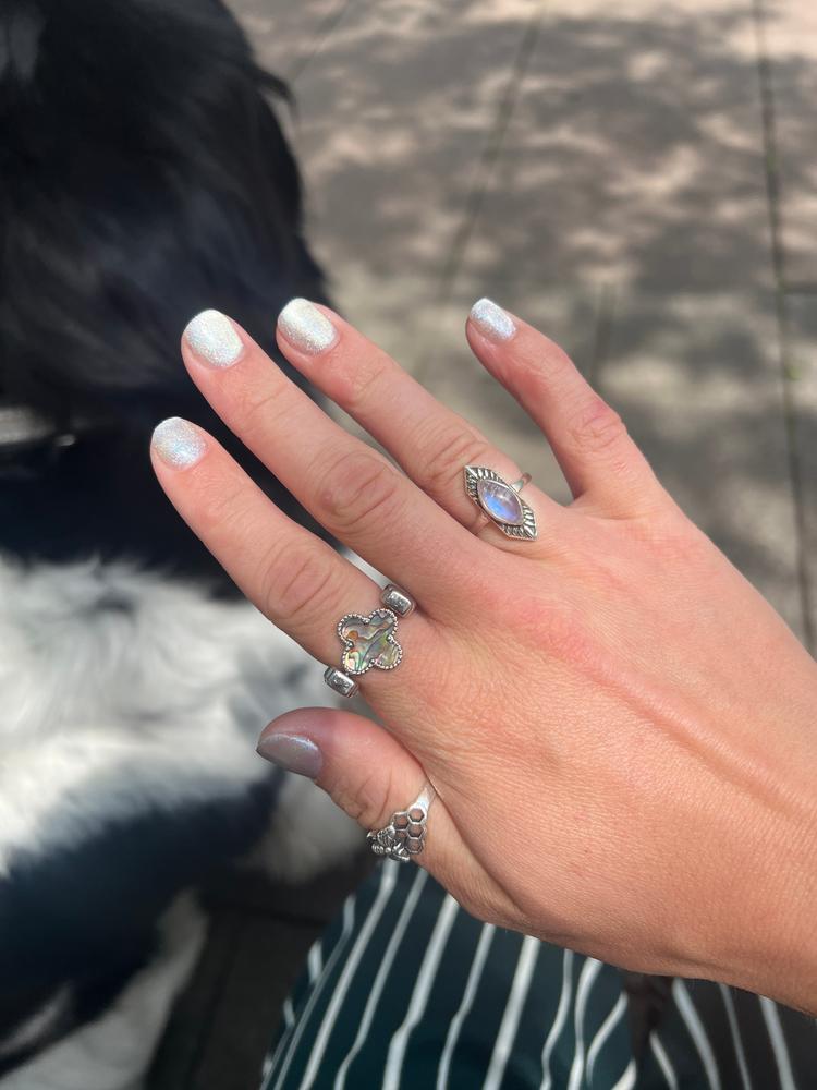 Abalone Shell Quatrefoil Crystal Element - Customer Photo From Brooke 