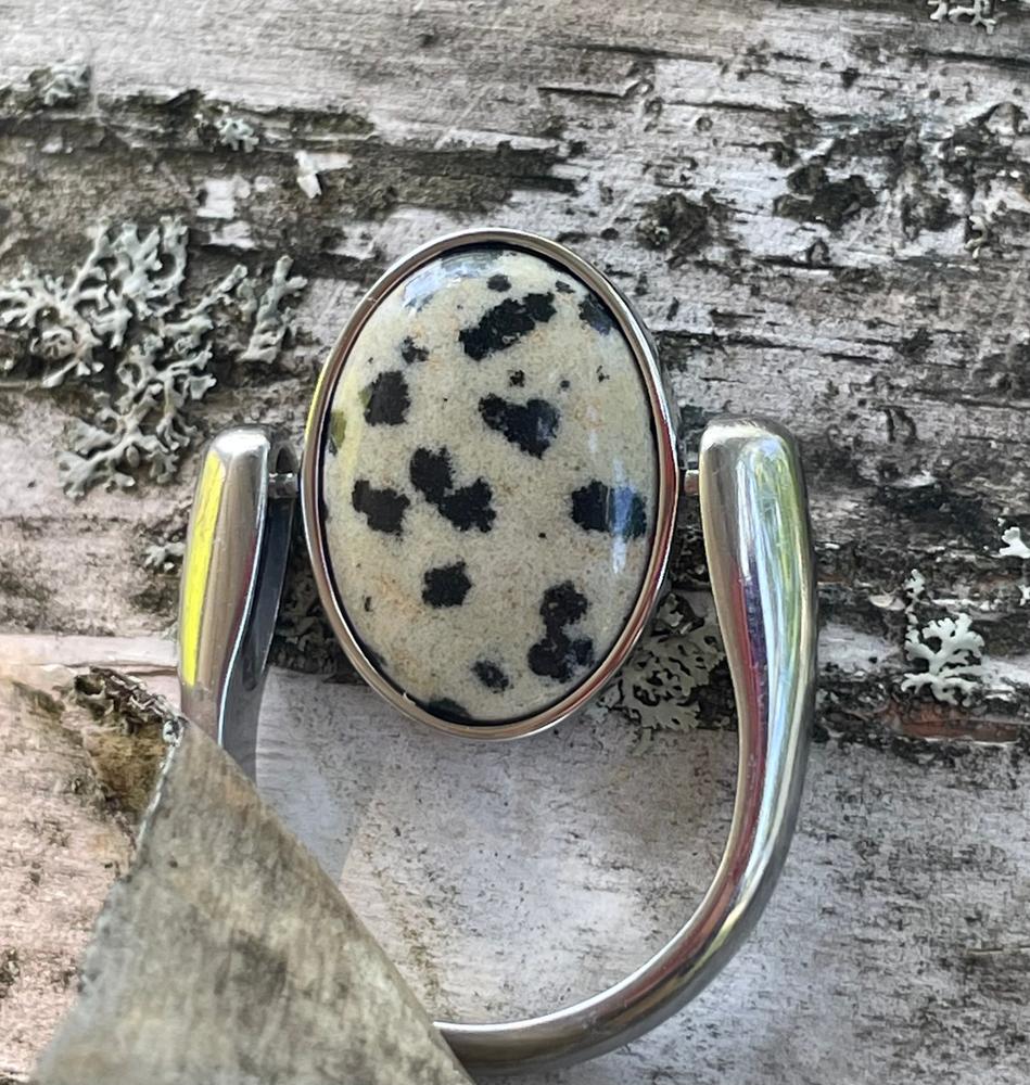 Dalmatian Jasper Stone Spinner | Joyful Crystal Now in Oval