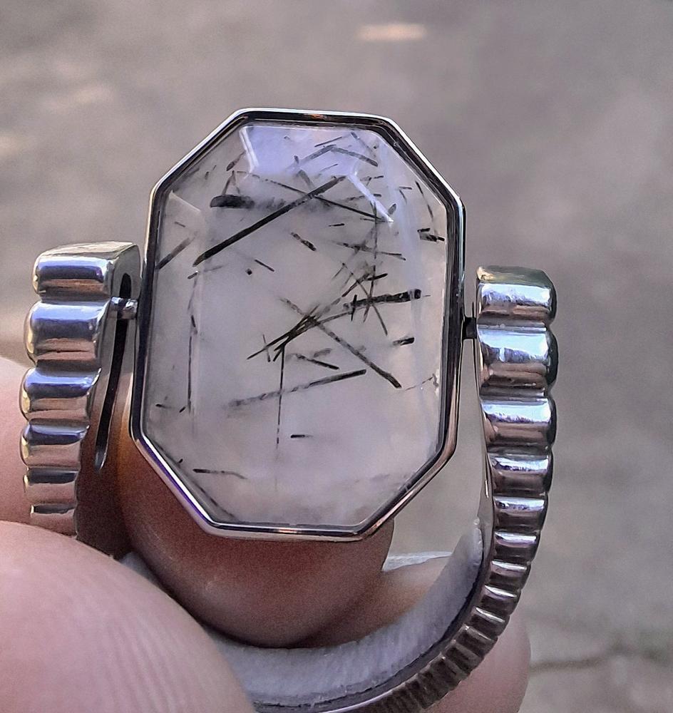 Tourmalinated Quartz Octangle Crystal Element - Customer Photo From Brandy