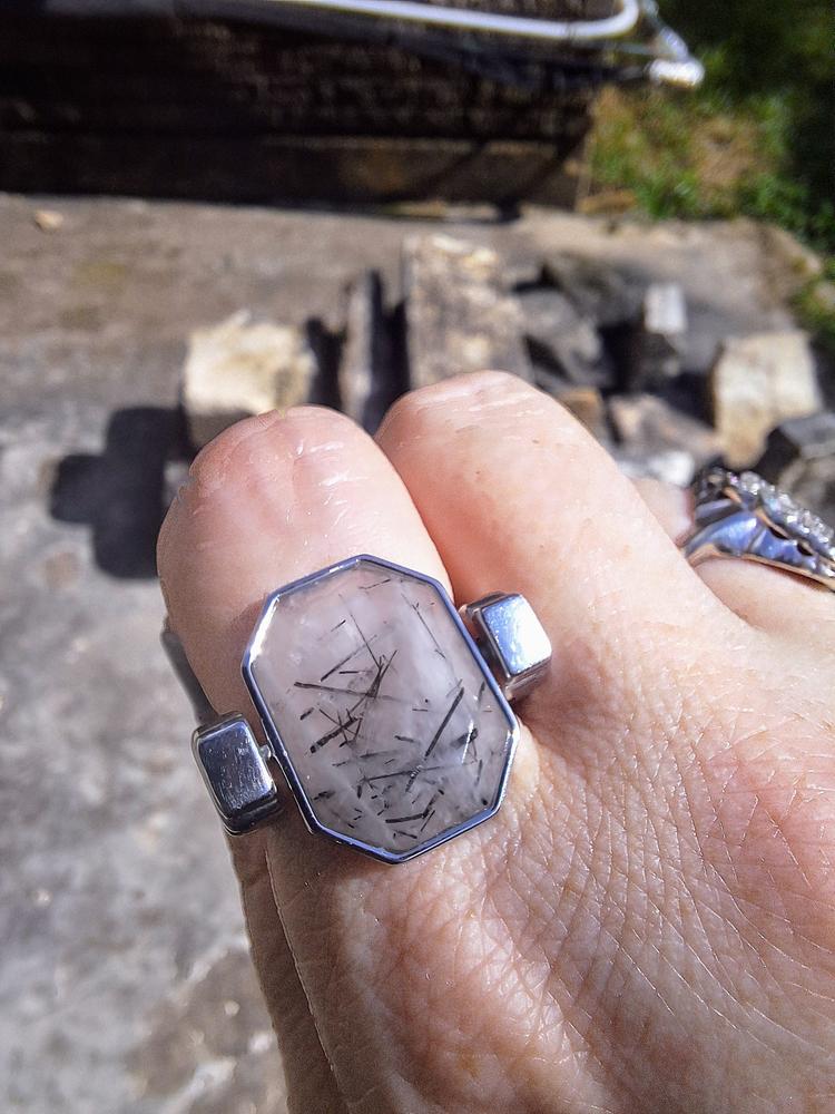 Tourmalinated Quartz Octangle Crystal Element - Customer Photo From Brandy