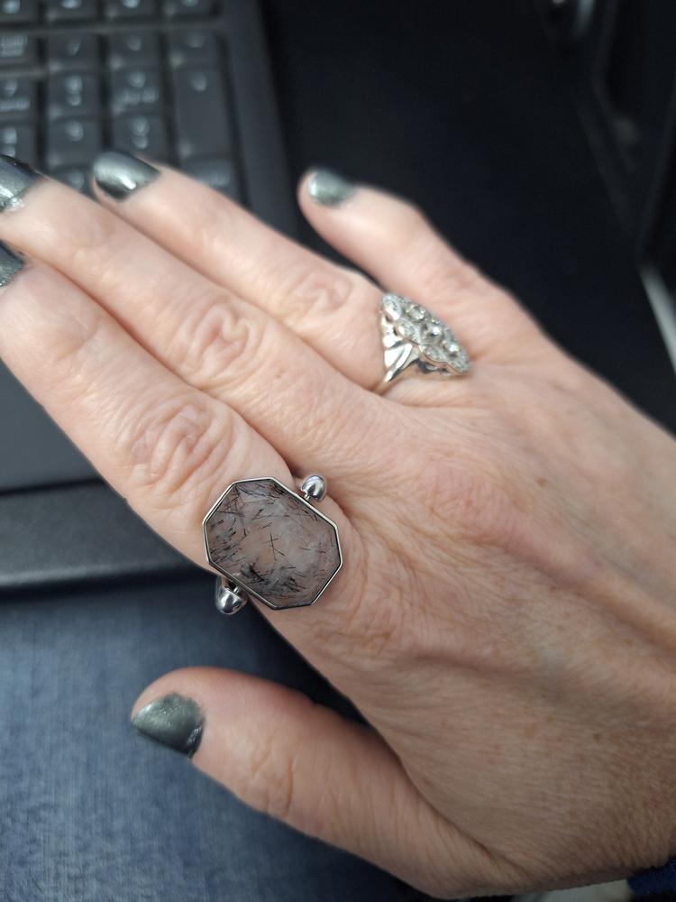 Tourmalinated Quartz Octangle Crystal Element - Customer Photo From Brandy 