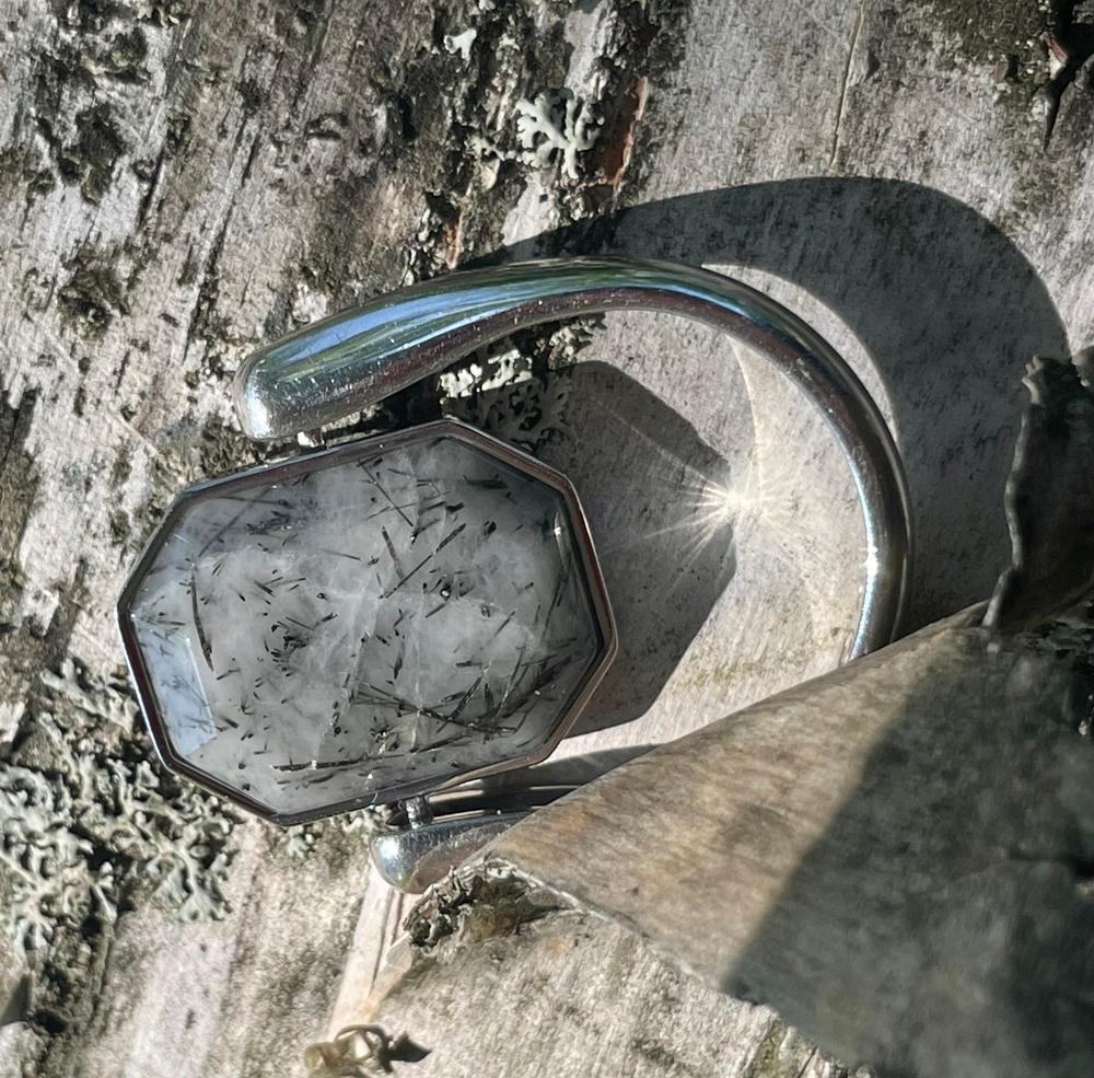 Tourmalinated Quartz Octangle Crystal Element - Customer Photo From Diane