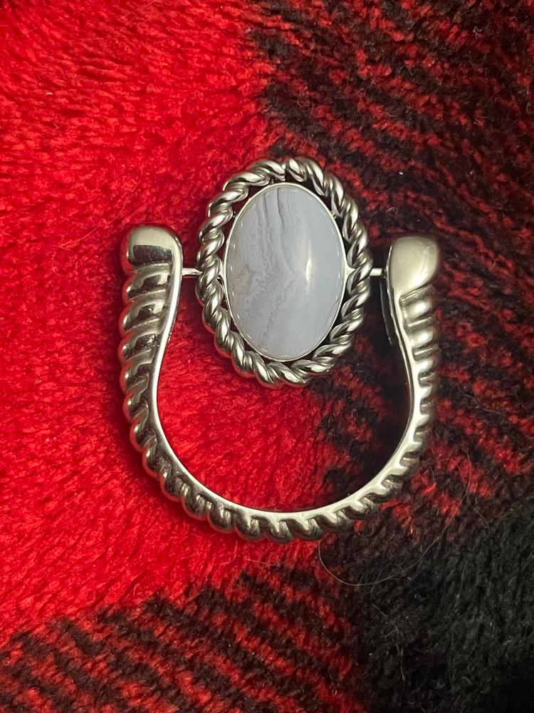 Blue Lace Agate Rope Bezel Oval Element - CK Collection - Customer Photo From Diane
