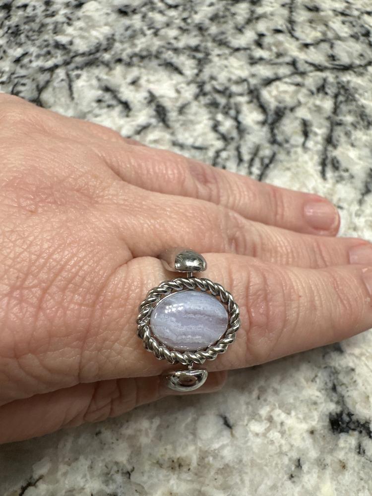 Blue Lace Agate Rope Bezel Oval Element - CK Collection - Customer Photo From Missy