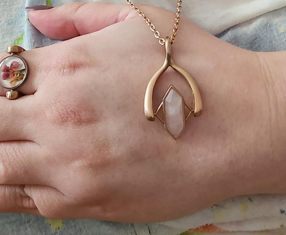 Rose Gold Rose Quartz TwinPoint™ Crystal Element - Customer Photo From Kristin M