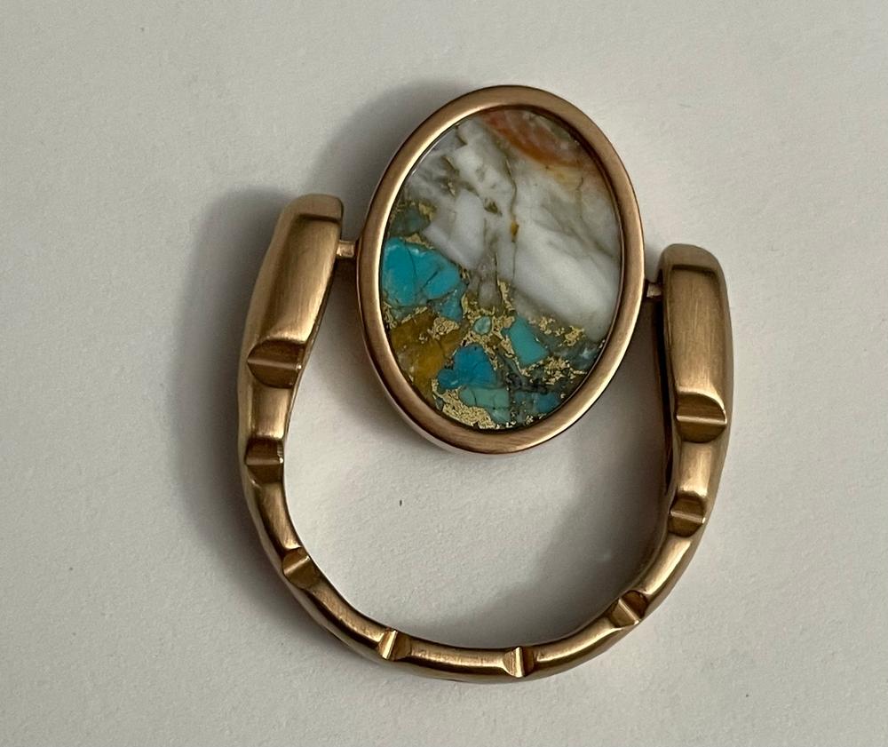 Rose Gold "Impression Sunrise" Mosaic Stone Oval Element - Customer Photo From Diane