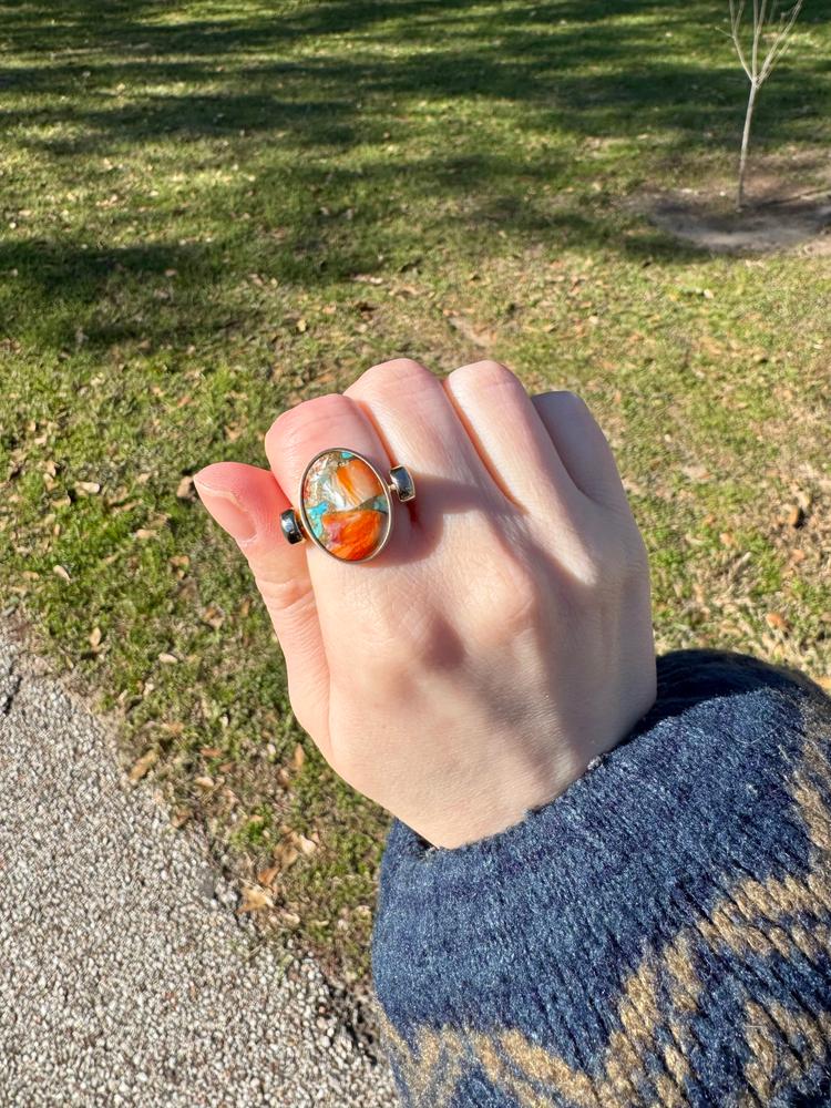 Rose Gold "Impression Sunrise" Mosaic Stone Oval Element - Customer Photo From Georgia
