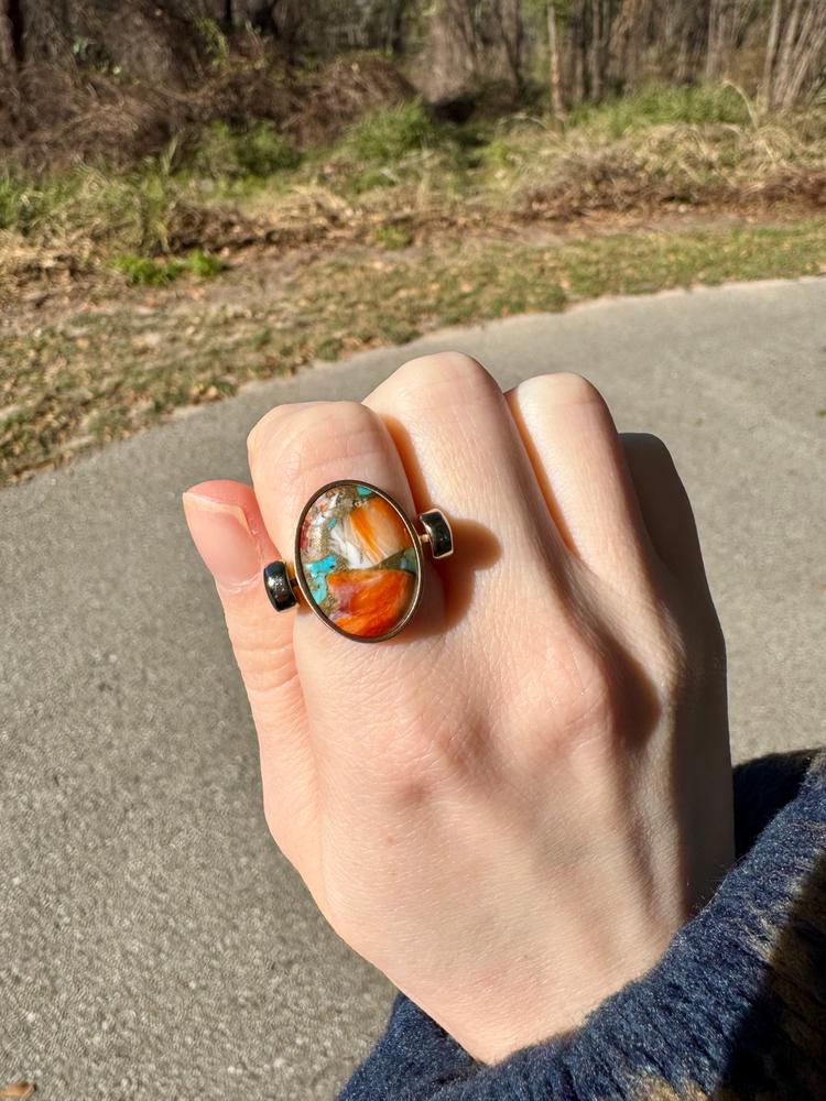 Rose Gold "Impression Sunrise" Mosaic Stone Oval Element - Customer Photo From Georgia