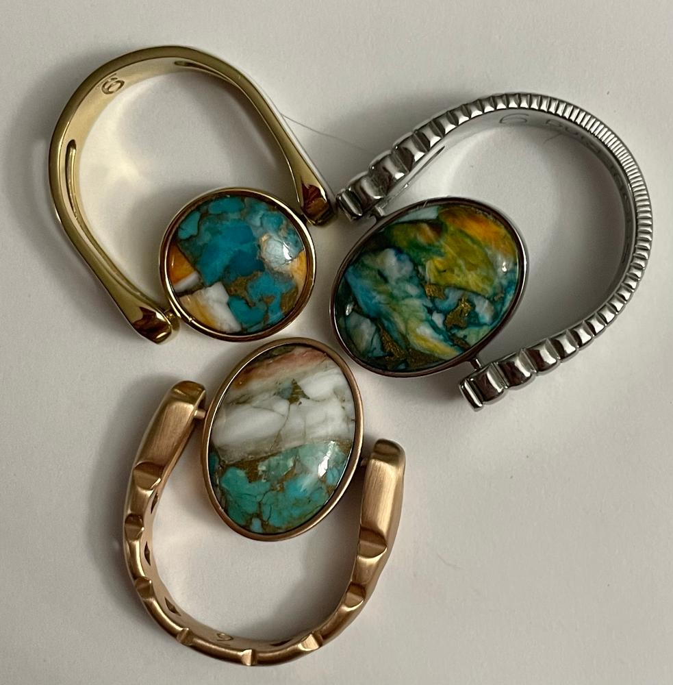 Rose Gold "Impression Sunrise" Mosaic Stone Oval Element - Customer Photo From Diane