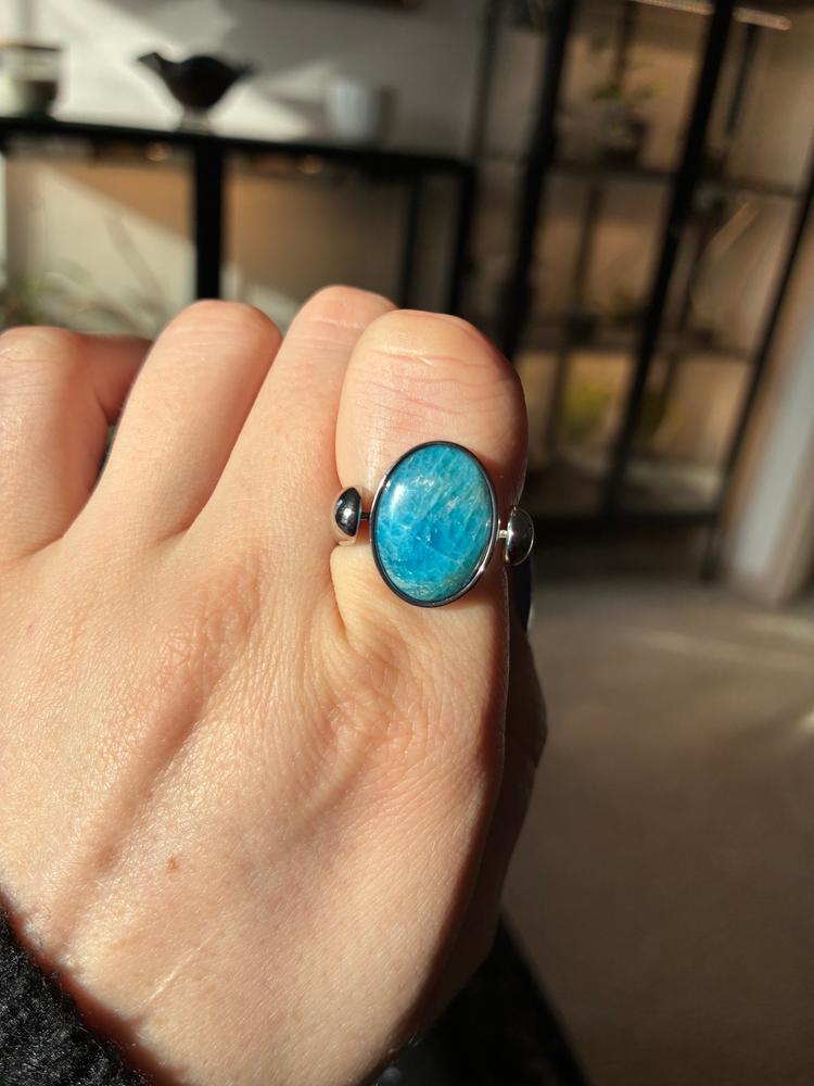 Blue Apatite Oval Crystal Element - Customer Photo From Dina