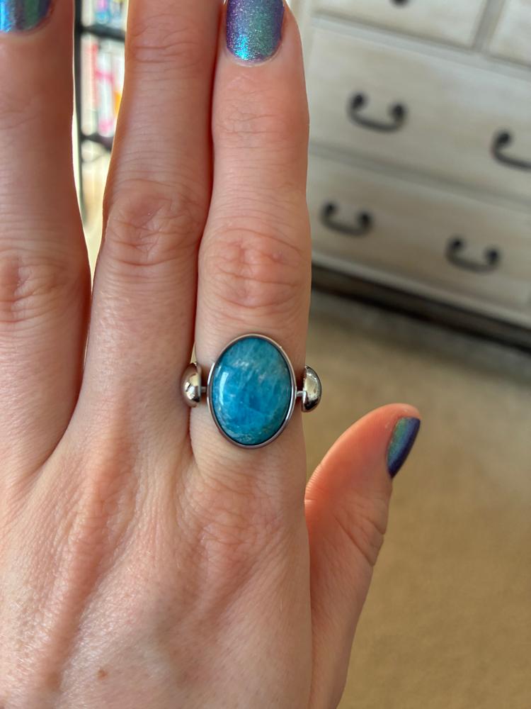 Blue Apatite Oval Crystal Element - Customer Photo From Dina