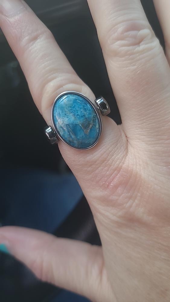 Blue Apatite Oval Crystal Element - Customer Photo From Annie Eich
