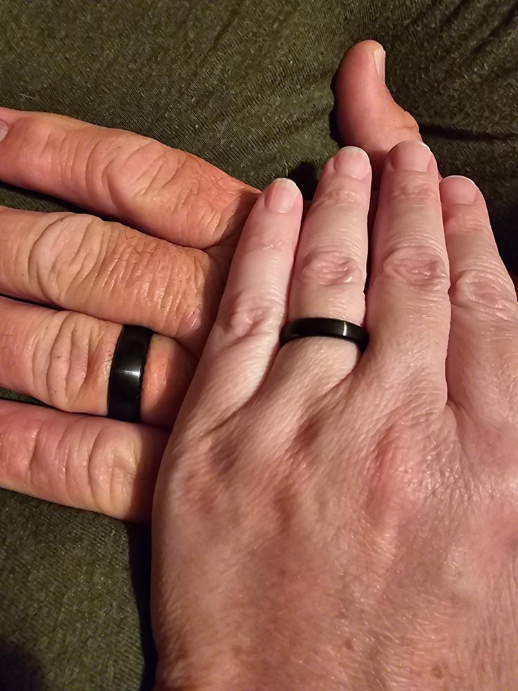 Black Tungsten Ring - Couples Package - Customer Photo From Shirley Hogg