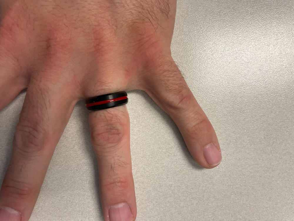 Black Tungsten Ring - Red Infinity - Customer Photo From Jeff Lusk