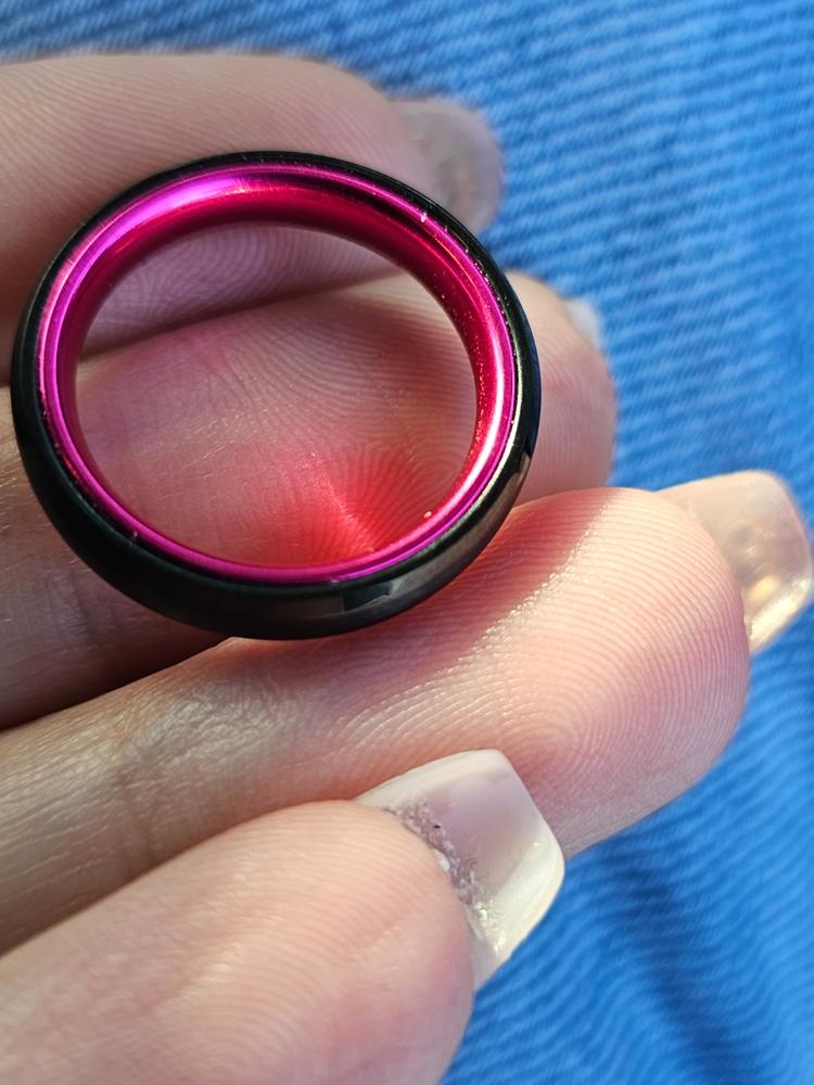 Tungsten Ring (Black) - Resilient Pink - 4MM - Customer Photo From Angela Homa