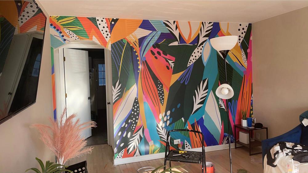 Wallpaper Peel and Stick Wallpaper Removable Wallpaper Home Decor Wall Art Wall Decor Room Decor / Colorful Abstract Leaves Wallpaper - C346 - Customer Photo From Molly Mokate