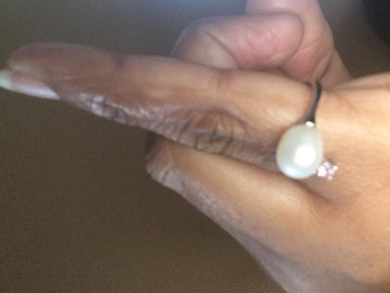 AKA Pearl Pinky Ring - Customer Photo From Harriet W.