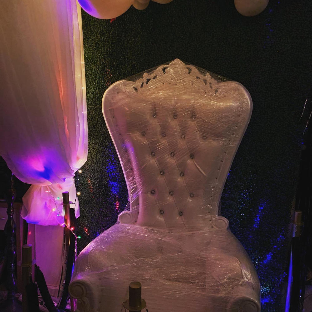 "Queen Tiffany 2.0" Throne Chair - White / Silver - Customer Photo From Dawn Addison