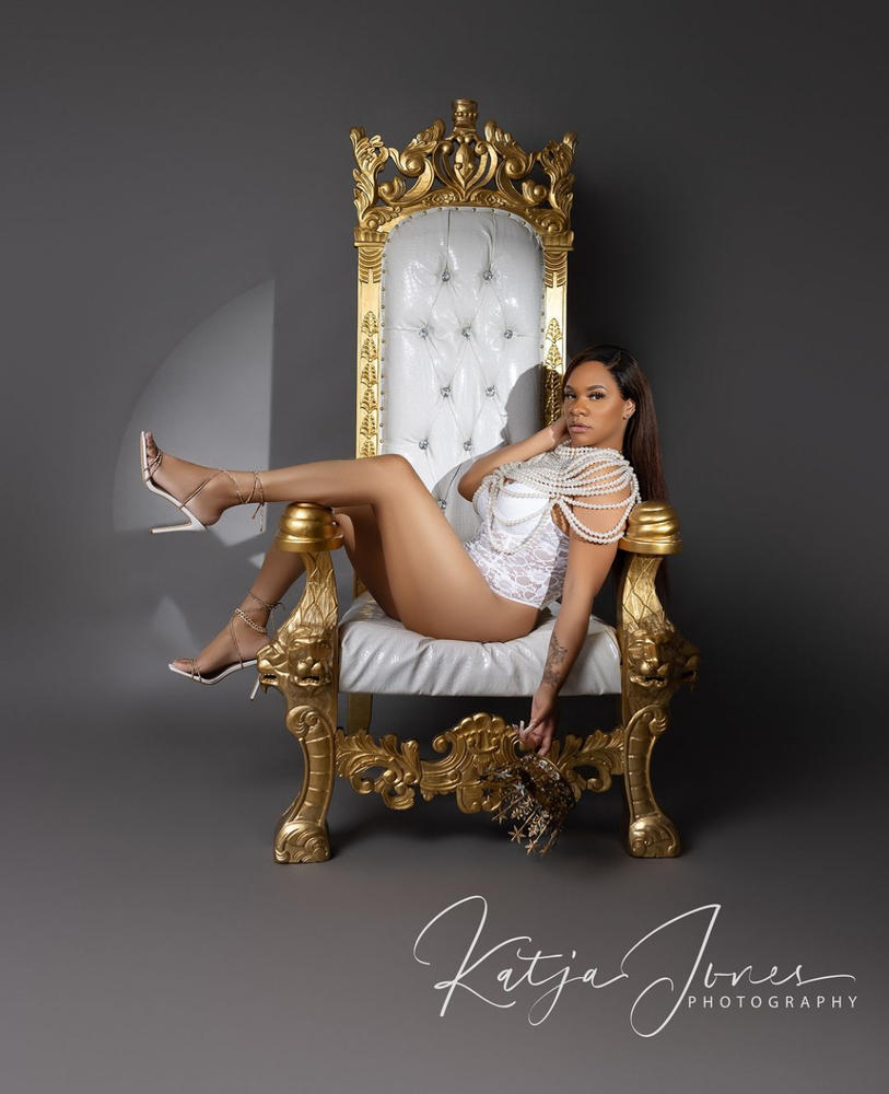 "King Solomon" Royal Throne Chair - Gold / Gold - Customer Photo From Katja Jones