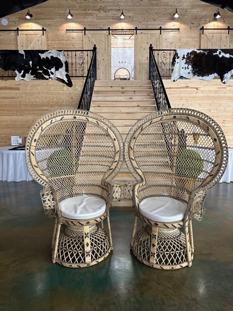 "Boheme" Rattan Accent Chair - Natural / Black - Customer Photo From Sharon Brownlee