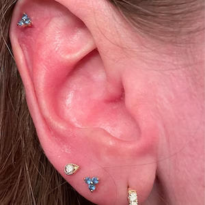Drop Single Flat Back Stud Earring in Solid 14k Gold - Customer Photo From Jennifer Vinch