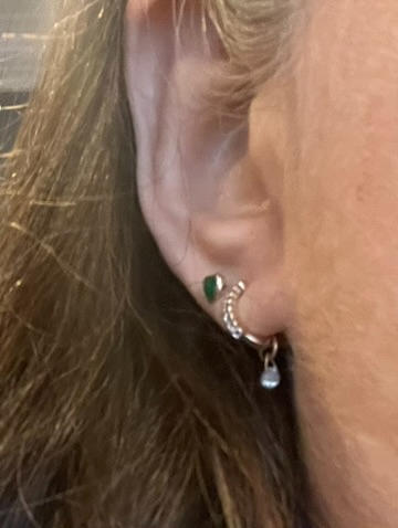 Bezel Set Diamond Hoop Earrings - Customer Photo From Elaine Jow
