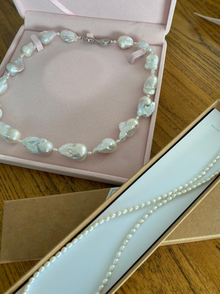 White Baroque Freshwater Pearl Necklace - Big Baroque Strand - Customer Photo From Nicole