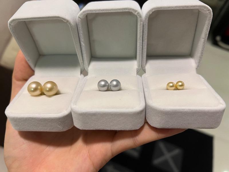 Natural Queen Gold Akoya Sea Pearl 18K Gold Stud Earrings - 6.5mm to 7mm - Customer Photo From Laine Tan