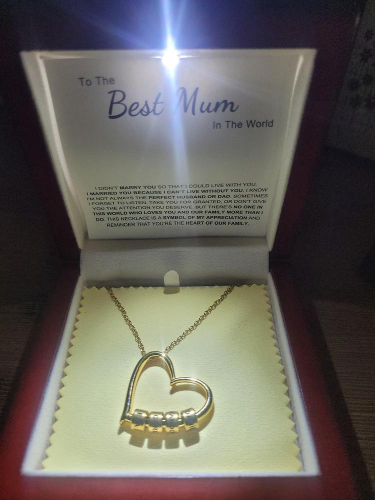 Charming Heart Necklace with Engraved Name Beads For Mum - Customer Photo From Danie Louw