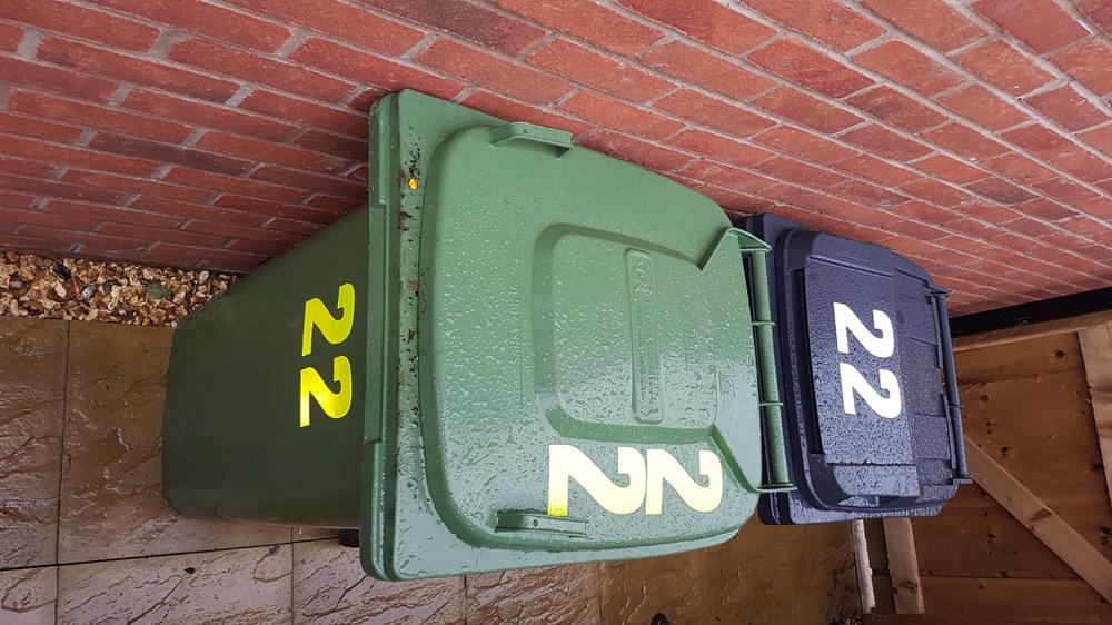 High Visibility Light Reflective Yellow 17cm Wheelie Bin Number - Customer Photo From Andrew Norris
